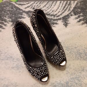 Viga Fiore Studded Black Heels Size 8